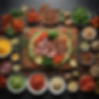 Keto-Friendly Food Spread Vibrant spread of keto-friendly foods showcasing healthy fats and low-carb vegetables