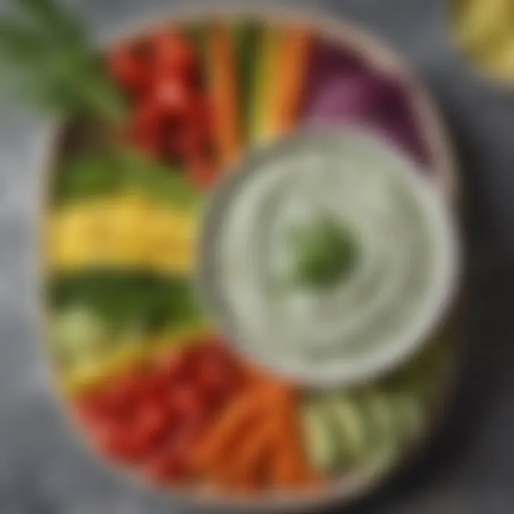 A vibrant display of dill dip served alongside fresh vegetables