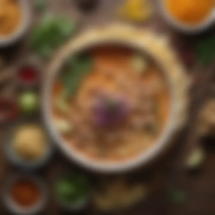 Close-up of unique ingredients used in Khao Soi, highlighting spices and herbs