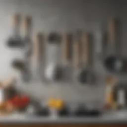 A variety of essential kitchen utensils displayed on a countertop