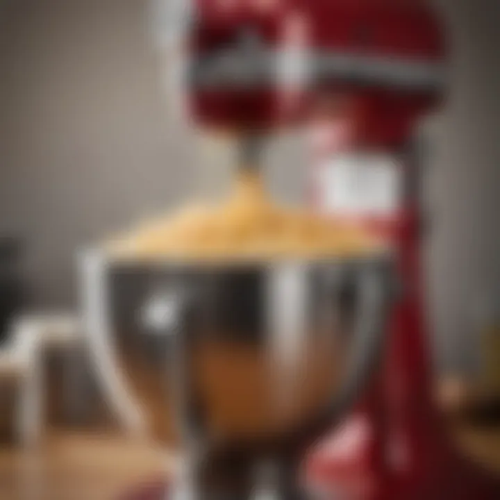 Close-up of a specialized KitchenAid attachment in action, showcasing its utility.