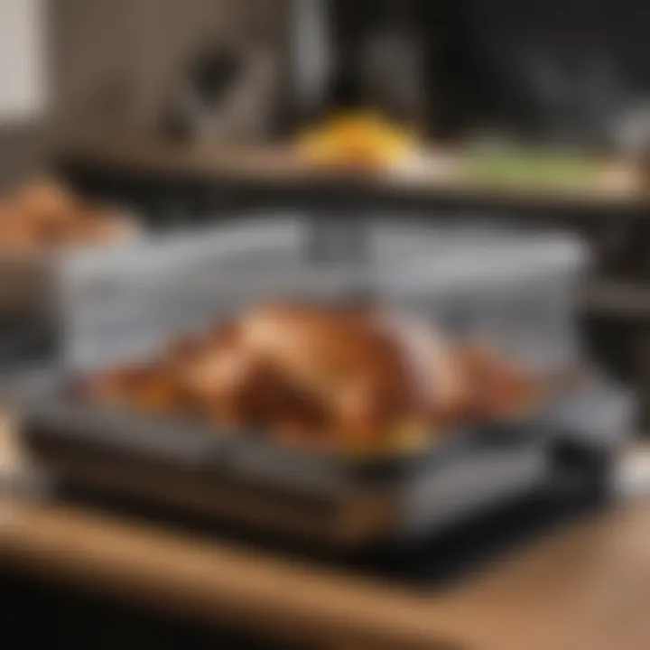 Close-up of the lid and steam feature of the roasting pan