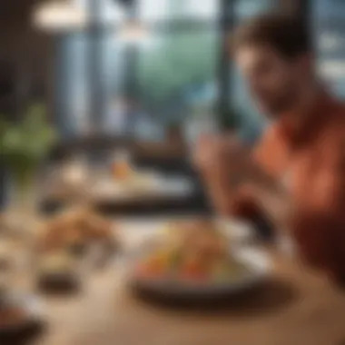 Convenient Dining for the Modern Lifestyle A busy professional enjoying a meal