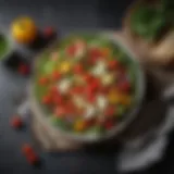A vibrant salad featuring fresh greens, cherry tomatoes, and a light vinaigrette.
