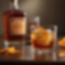 Elegant glass of Maple Bourbon Old Fashioned garnished with orange twist