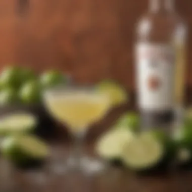 Essence of Margarita Ingredients A vibrant display of traditional margarita ingredients including limes and agave.