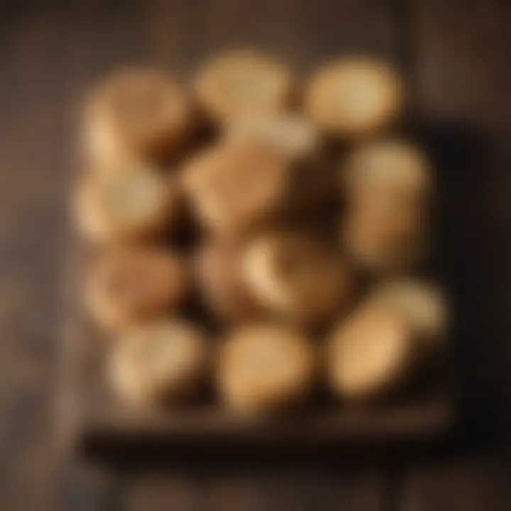 Assorted biscuits arranged on a rustic wooden table