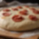 A close-up of freshly kneaded pizza dough with a smooth texture