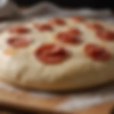 A close-up of freshly kneaded pizza dough with a smooth texture