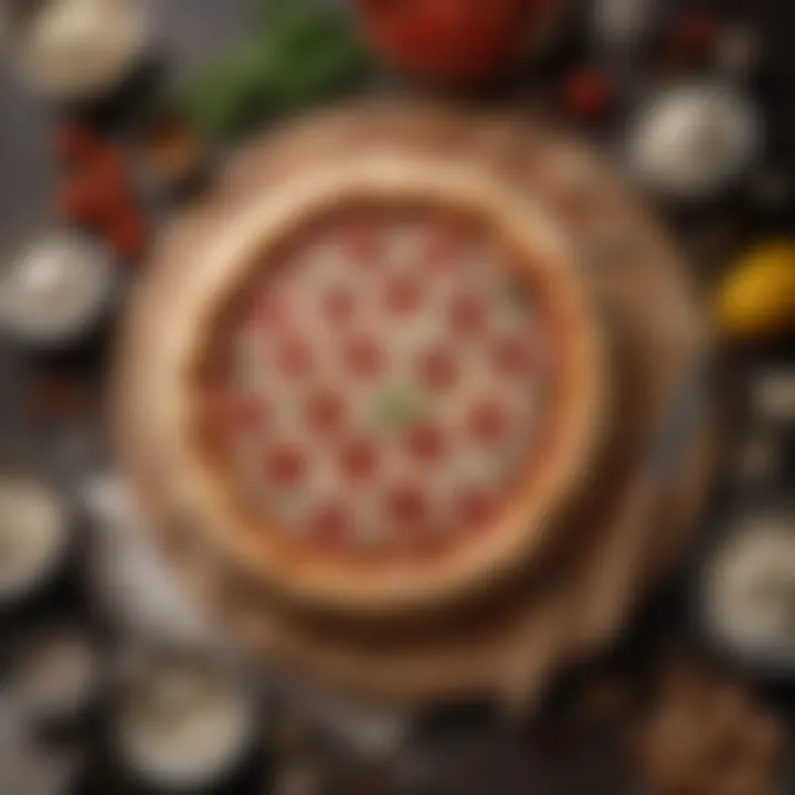 An array of fresh ingredients laid out for pizza dough preparation