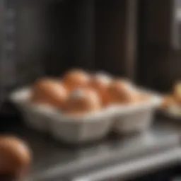 Microwave container with eggs ready to be cooked