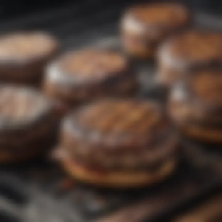 Perfectly charred burger patties ready for toppings