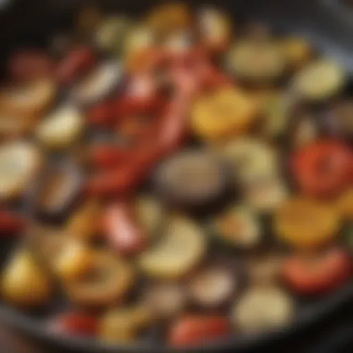 Vibrant assortment of grilled vegetables in a pan