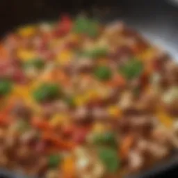 Close-up view of vibrant ingredients ready for high heat cooking in a wok