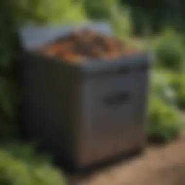 A well-maintained compost bin showcasing layered organic waste