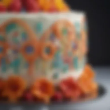 A beautifully decorated cake showcasing intricate piping designs