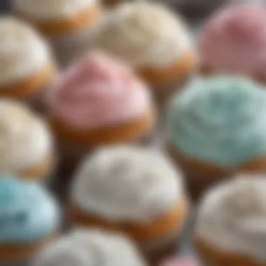 Close-up of various icing types used in cake piping