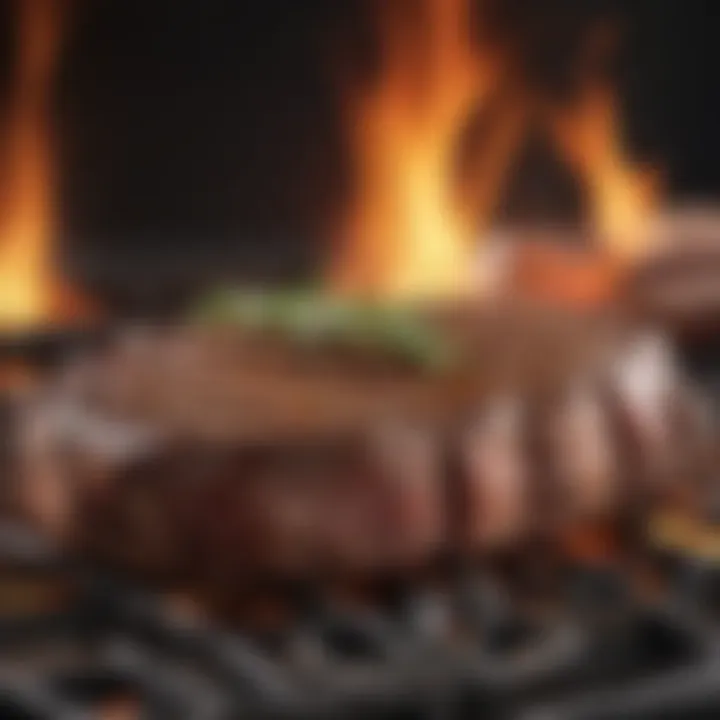 Grilling steak to perfection over an open flame