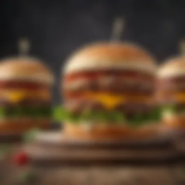 Elegant Veggie Burger Meal Presentation An elegant presentation of a complete meal featuring veggie burgers.