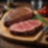 Selection of premium steak cuts displayed on a wooden board