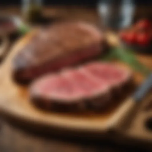 Selection of premium steak cuts displayed on a wooden board