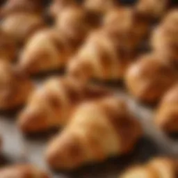 Golden-brown croissants freshly baked, showcasing their flaky layers