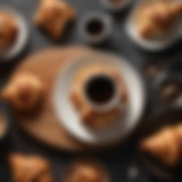 A beautifully arranged platter of croissants with a cup of coffee