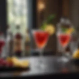 Elegant cocktail setup with a variety of drinks