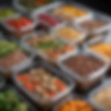 Organized meal prep containers filled with sealed meals