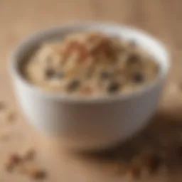 A bowl of steel-cut oats topped with nuts and seeds
