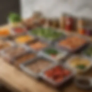 Organized Meal Prep Station A well-organized meal prep station with fresh ingredients