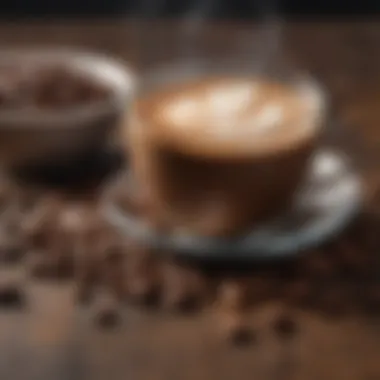 Coffee beans and cocoa powder on a table