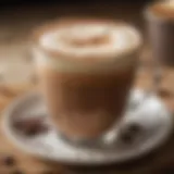 Close-up of a mocha cup with frothy milk