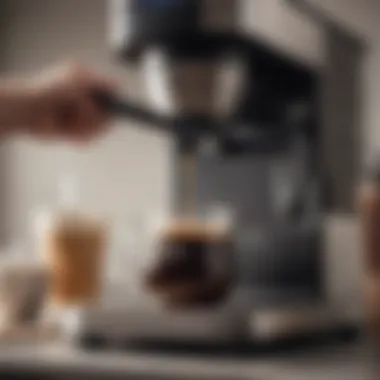 Close-up view of a Mr. Coffee maker brewing a fresh pot of coffee.