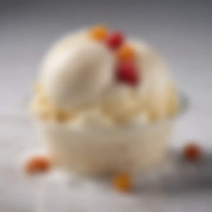 Close-up of a creamy coconut milk-based Nadamoo ice cream with toppings.