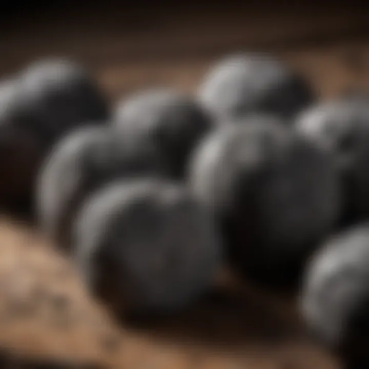 A close-up of natural charcoal briquettes ready for use