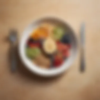 Balanced Plate for Diabetes Management A balanced plate featuring whole grains, fruits, and proteins tailored for diabetes management.