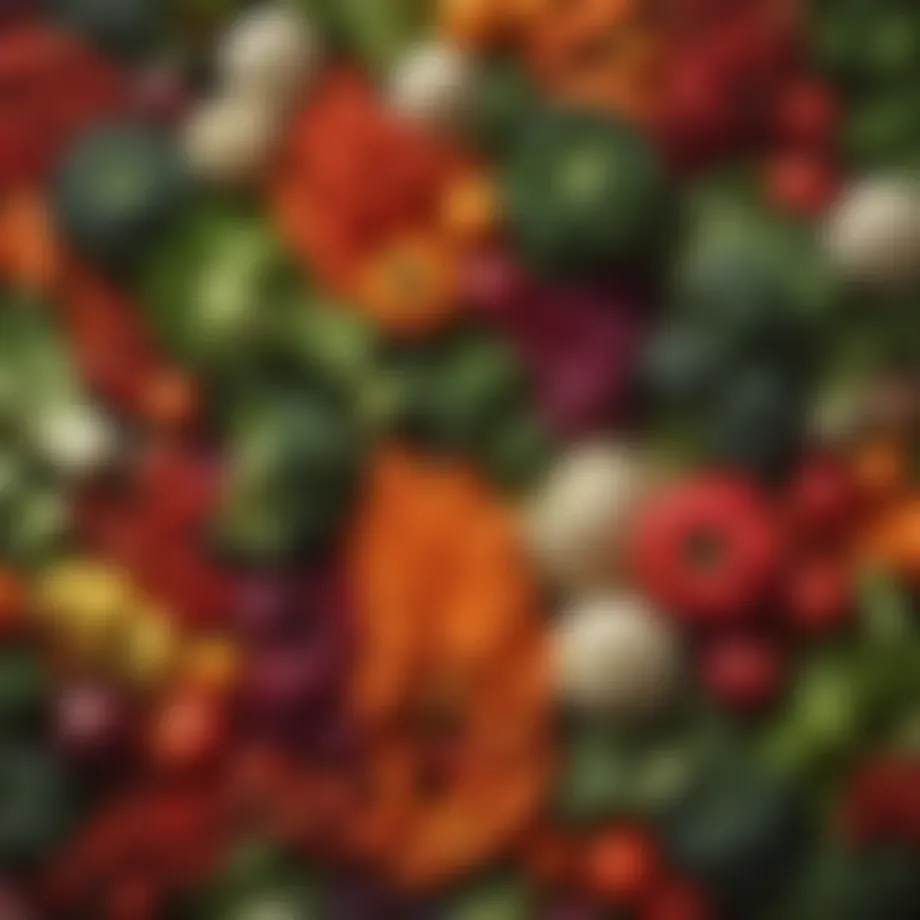 A vibrant array of colorful vegetables commonly used in Chinese dishes, emphasizing health-conscious choices.