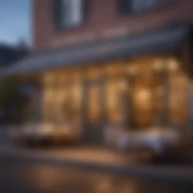 Inviting Easter Atmosphere Inviting restaurant exterior during Easter season