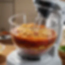 Close-up of Hamilton Beach 10 Cup Food Processor bowl showcasing its design and material.