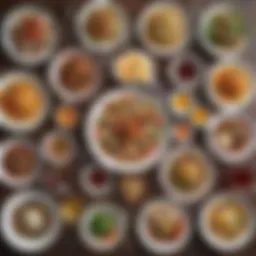 A vibrant array of international lunch dishes arranged beautifully on a table.