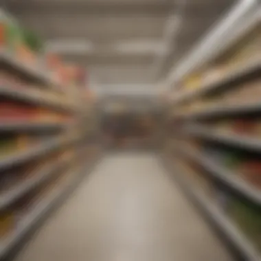 Understanding Store Layouts A well-organized grocery store aisle showcasing various product categories.
