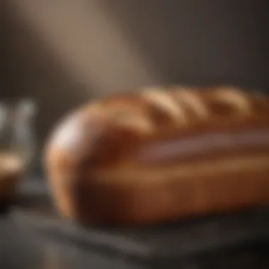 A freshly baked loaf of bread cooling on a rack