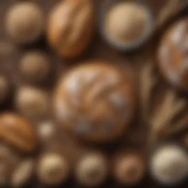 A close-up of a variety of grains and flours ready for baking