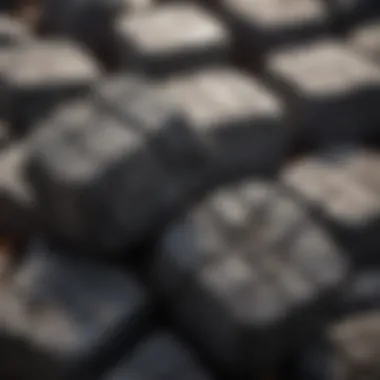 A close-up view of charcoal briquettes ready for grilling