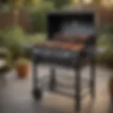 A sleek charcoal barbecue grill set up in an outdoor patio