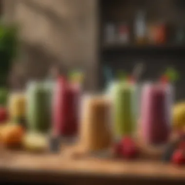 An array of delicious smoothies prepared by the Ninja Drink Maker.