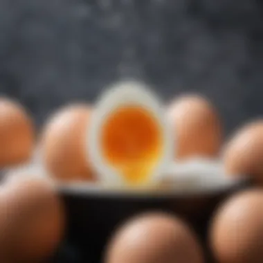 A pot with boiling water and eggs submerged