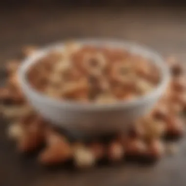 Close-up of a bowl filled with assorted nuts and seeds