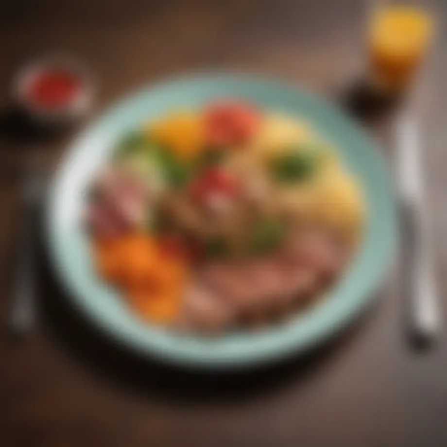 Colorful plate of balanced meal